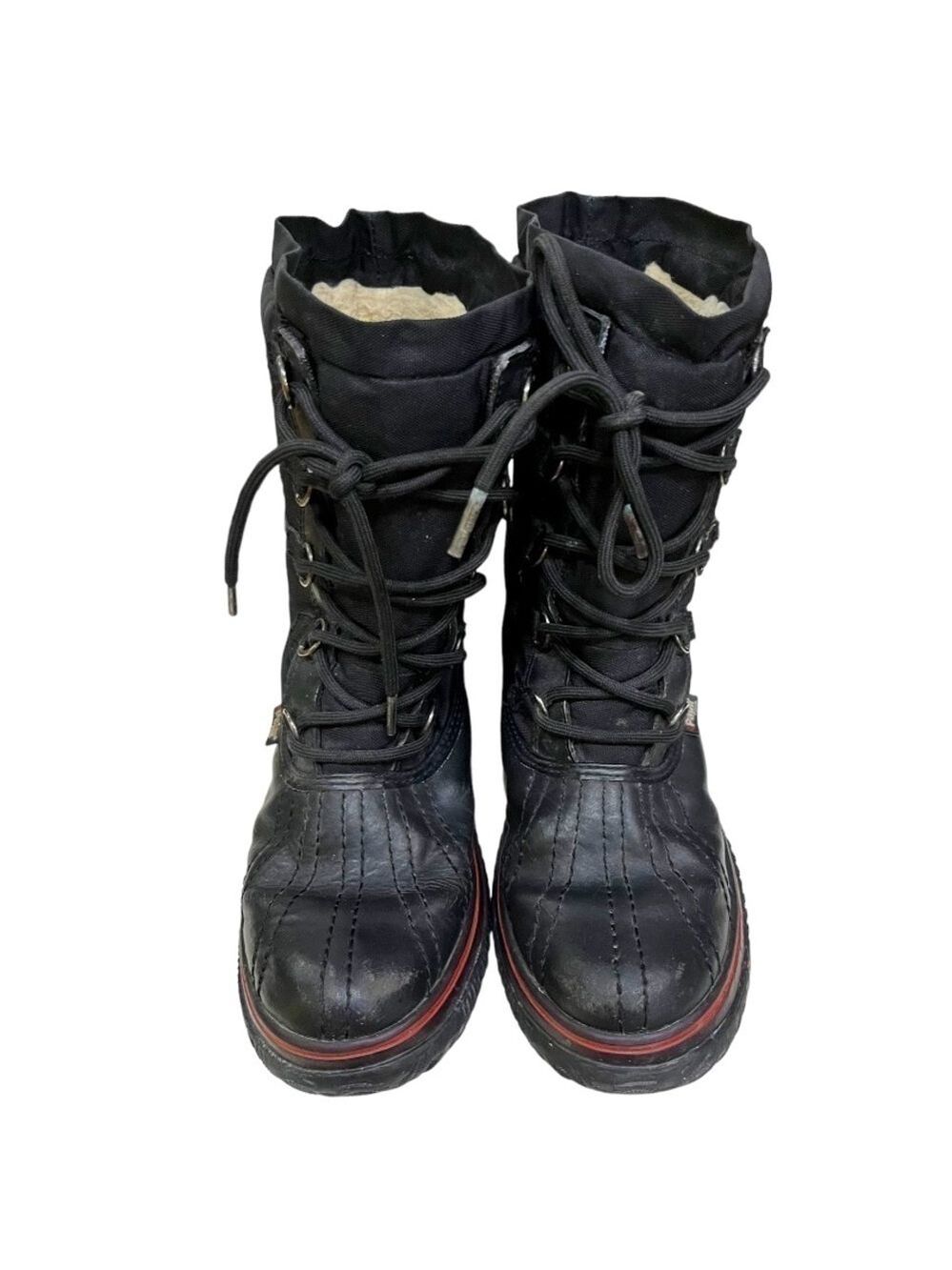 Pajar black leather and nylon low grip insulated winter boots size 38 - Picture 3 of 11